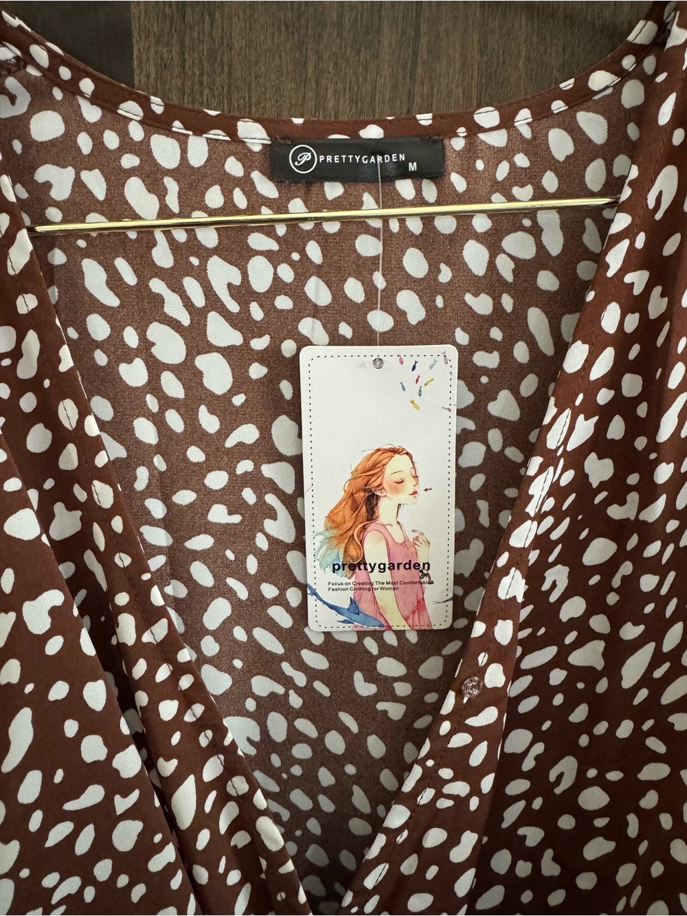 Prettygarden Brown Speckled Surplice Romper Dress Size M NWT - Picture 3 of 5